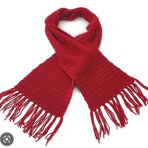 Handmade knitted red scarf🧶 🧣
